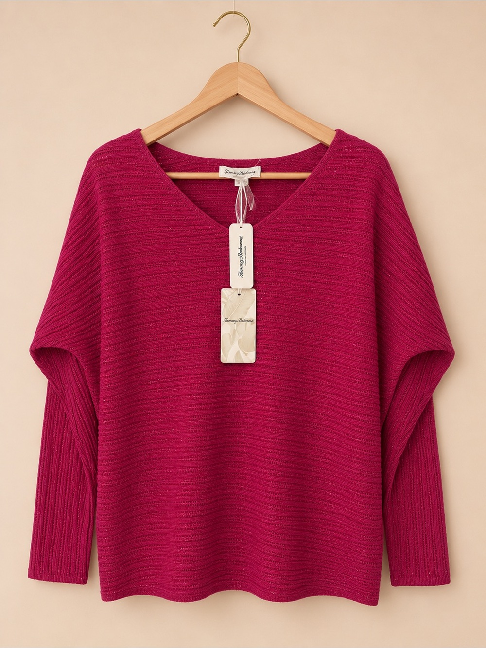 Tommy Bahama Women's Jewel Bay- mini sequin Sweater in Fuchsia Pink - Picture 3 of 5